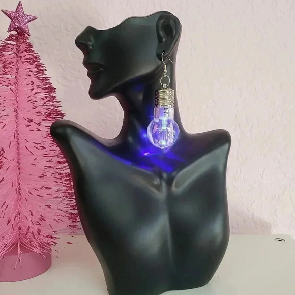 Blinking Light Christmas Bulb Earrings - Picture 1 of 3